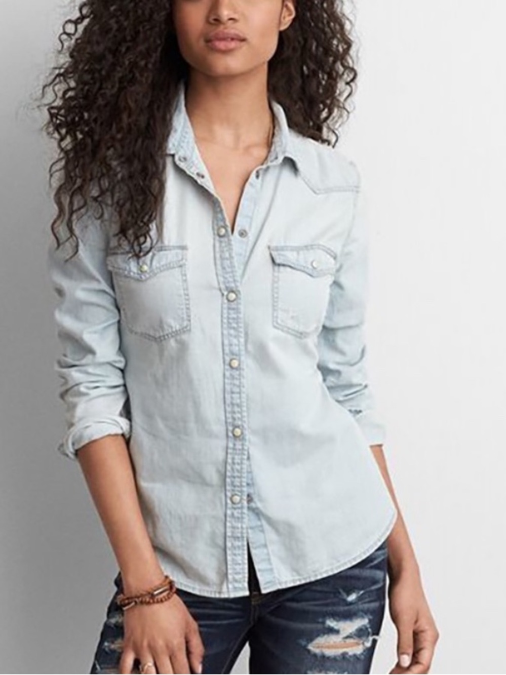 Madewell Light Blue Denim Button-Up Shirt - Women's Classic Western Top